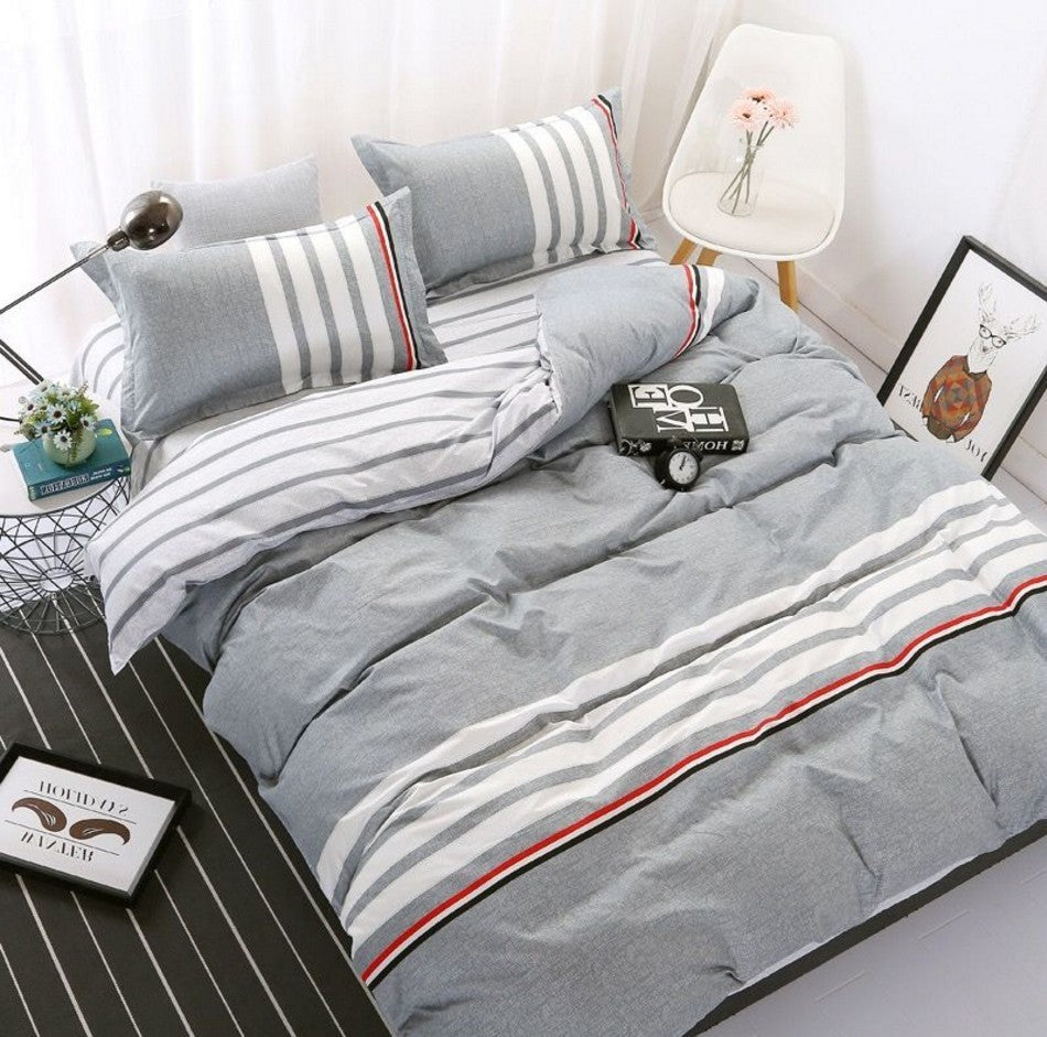 HKM-312147 Modern Floral 4-Piece Quilt Cover Set in Various Sizes - Soft and Durable Fabric