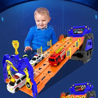 HKM-312467 Free Wheel Railway Car Set with Parking Space and Scooters for Kids Ages 2-4