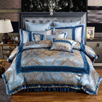 HKM-312659 Cotton Jacquard Wedding Bed Cover Set with Floral Embroidery - Available in Multiple Sizes