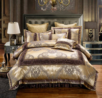 HKM-312659 Cotton Jacquard Wedding Bed Cover Set with Floral Embroidery - Available in Multiple Sizes