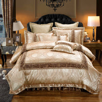 HKM-312659 Cotton Jacquard Wedding Bed Cover Set with Floral Embroidery - Available in Multiple Sizes