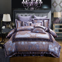 HKM-312659 Cotton Jacquard Wedding Bed Cover Set with Floral Embroidery - Available in Multiple Sizes