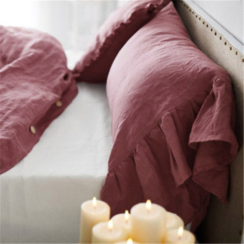 HKM-312787 Linen Fishtail Pillowcase - Nordic Style Cotton and Linen Cushion Cover, 48cm x 74cm