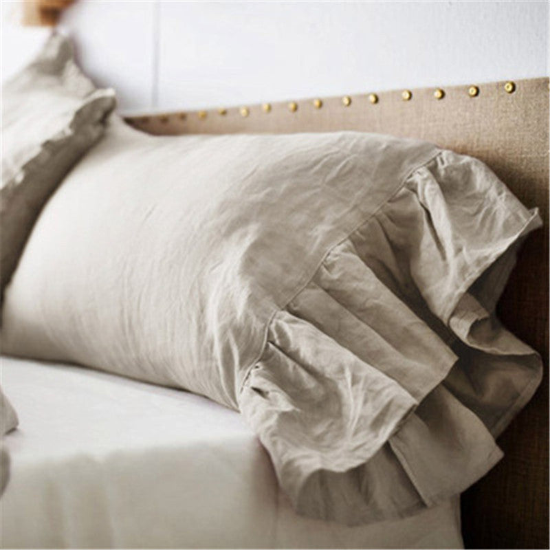 HKM-312787 Linen Fishtail Pillowcase - Nordic Style Cotton and Linen Cushion Cover, 48cm x 74cm