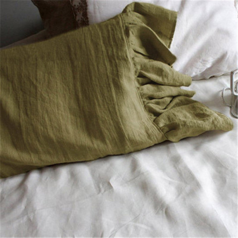 HKM-312787 Linen Fishtail Pillowcase - Nordic Style Cotton and Linen Cushion Cover, 48cm x 74cm