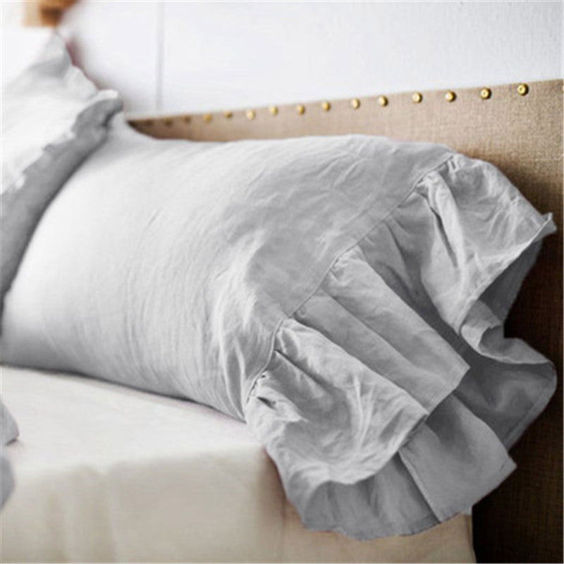 HKM-312787 Linen Fishtail Pillowcase - Nordic Style Cotton and Linen Cushion Cover, 48cm x 74cm