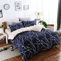 HKM-312979 Scandinavian Style Cotton Duvet Cover Set for Single Bed - Elegant European Patterns, 4-Piece Bedding Collection