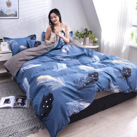 HKM-312979 Scandinavian Style Cotton Duvet Cover Set for Single Bed - Elegant European Patterns, 4-Piece Bedding Collection