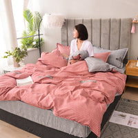 HKM-312979 Scandinavian Style Cotton Duvet Cover Set for Single Bed - Elegant European Patterns, 4-Piece Bedding Collection