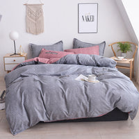 HKM-312979 Scandinavian Style Cotton Duvet Cover Set for Single Bed - Elegant European Patterns, 4-Piece Bedding Collection