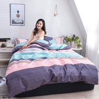 HKM-312979 Scandinavian Style Cotton Duvet Cover Set for Single Bed - Elegant European Patterns, 4-Piece Bedding Collection