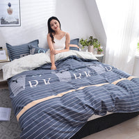 HKM-312979 Scandinavian Style Cotton Duvet Cover Set for Single Bed - Elegant European Patterns, 4-Piece Bedding Collection