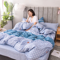 HKM-312979 Scandinavian Style Cotton Duvet Cover Set for Single Bed - Elegant European Patterns, 4-Piece Bedding Collection