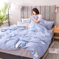 HKM-312979 Scandinavian Style Cotton Duvet Cover Set for Single Bed - Elegant European Patterns, 4-Piece Bedding Collection