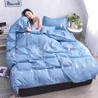 HKM-312979 Scandinavian Style Cotton Duvet Cover Set for Single Bed - Elegant European Patterns, 4-Piece Bedding Collection