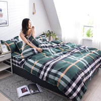 HKM-312979 Scandinavian Style Cotton Duvet Cover Set for Single Bed - Elegant European Patterns, 4-Piece Bedding Collection