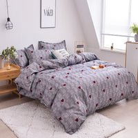 HKM-312979 Scandinavian Style Cotton Duvet Cover Set for Single Bed - Elegant European Patterns, 4-Piece Bedding Collection