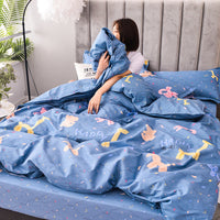 HKM-312979 Scandinavian Style Cotton Duvet Cover Set for Single Bed - Elegant European Patterns, 4-Piece Bedding Collection