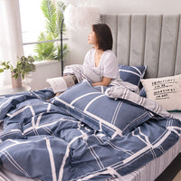HKM-312979 Scandinavian Style Cotton Duvet Cover Set for Single Bed - Elegant European Patterns, 4-Piece Bedding Collection
