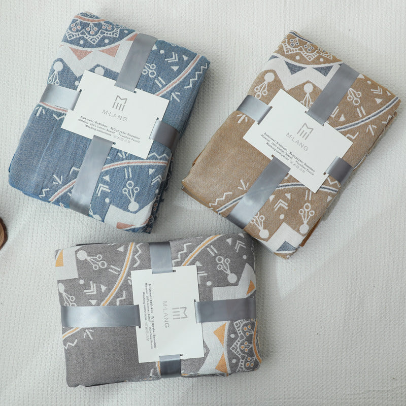 HKM-313299 Cooling Cotton Gauze Blanket for Summer Comfort - Soft and Breathable Towel Design