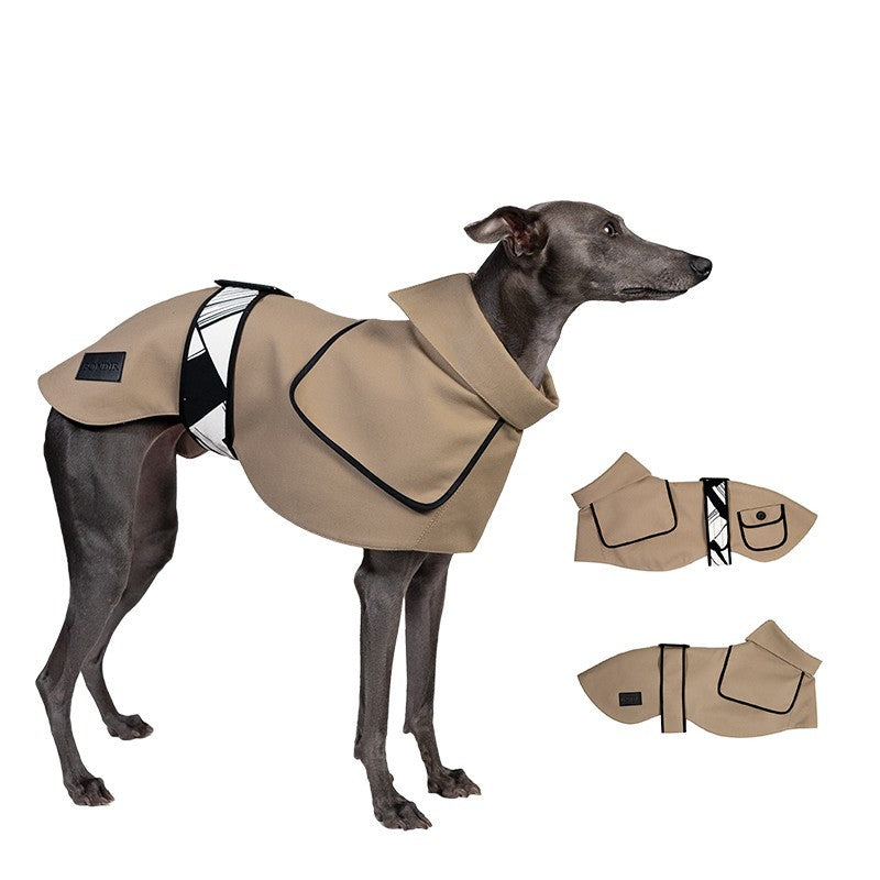 HKM-313491 Stylish Camel Velcro Windbreaker for Small to Large Dogs in Cotton Blend