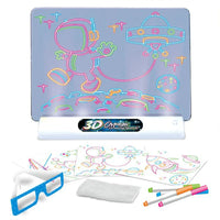 HKM-313555 LED Luminous Drawing Board for Kids with 3D Glasses, Light Effects, and Pen - Ideal Gift for Ages 3 and Up
