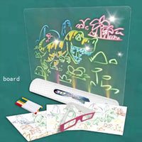 HKM-313555 LED Luminous Drawing Board for Kids with 3D Glasses, Light Effects, and Pen - Ideal Gift for Ages 3 and Up