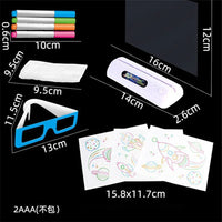 HKM-313555 LED Luminous Drawing Board for Kids with 3D Glasses, Light Effects, and Pen - Ideal Gift for Ages 3 and Up