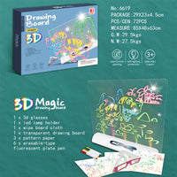 HKM-313555 LED Luminous Drawing Board for Kids with 3D Glasses, Light Effects, and Pen - Ideal Gift for Ages 3 and Up