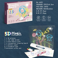 HKM-313555 LED Luminous Drawing Board for Kids with 3D Glasses, Light Effects, and Pen - Ideal Gift for Ages 3 and Up