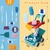 HKM-313619 Pretend Play Cleaning Set with 12 Detachable Housekeeping Tools for Kids