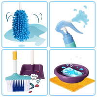 HKM-313619 Pretend Play Cleaning Set with 12 Detachable Housekeeping Tools for Kids