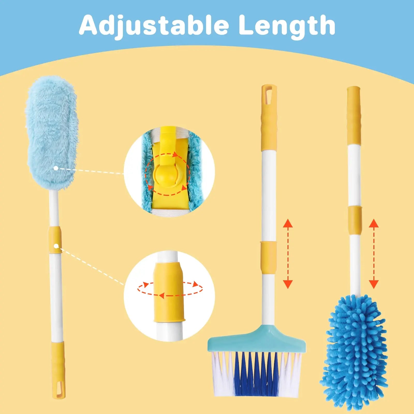 Pretend Play Cleaning Set with 12 Detachable Housekeeping Tools for Kids