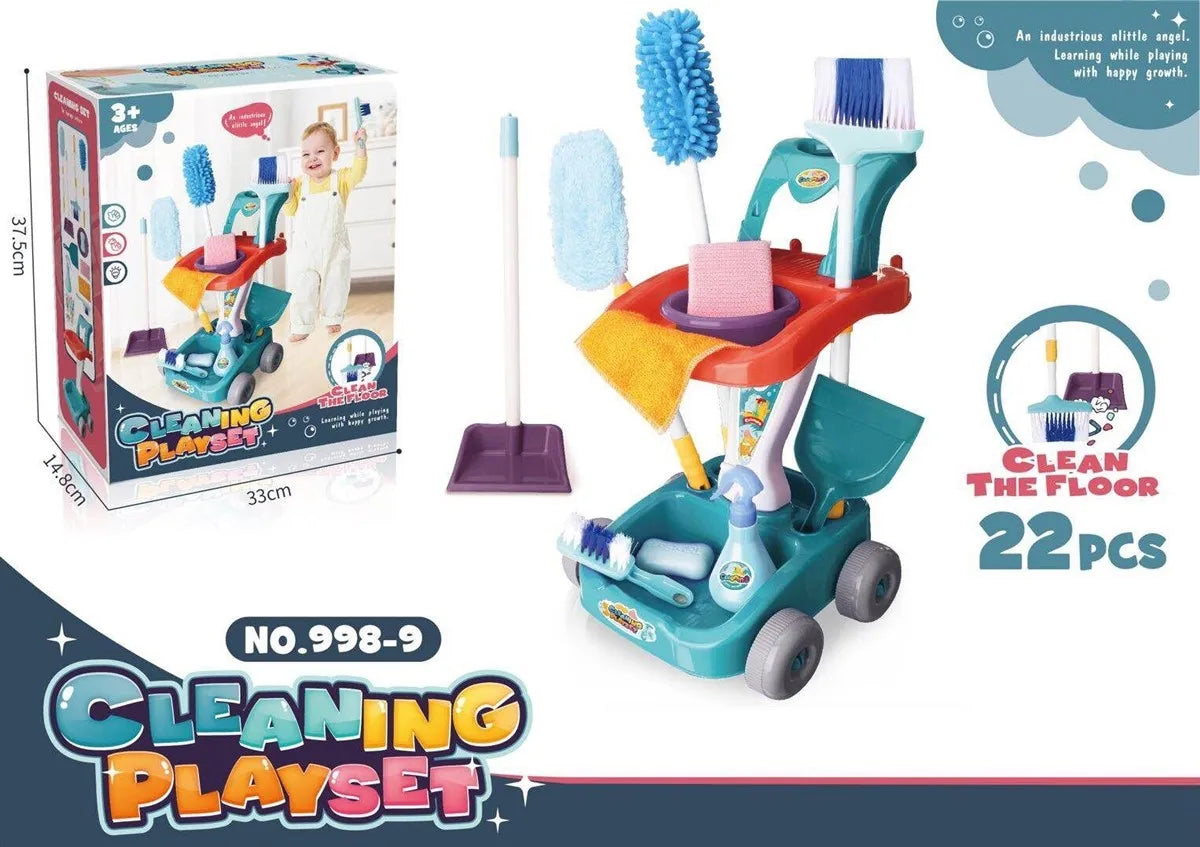 Pretend Play Cleaning Set with 12 Detachable Housekeeping Tools for Kids