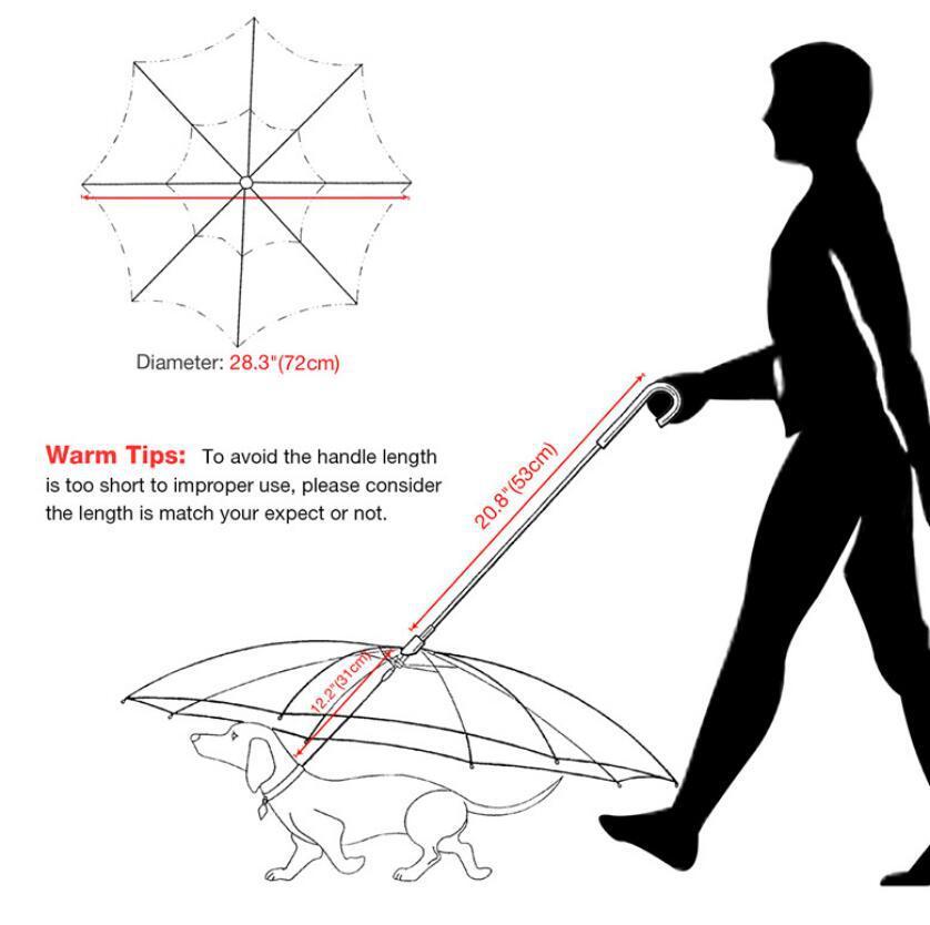 HKM-313683 Transparent Dog Umbrella with Removable Traction Chain for Pet Safety