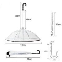 HKM-313683 Transparent Dog Umbrella with Removable Traction Chain for Pet Safety