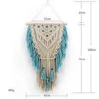 HKM-313811 Beige Hand-Woven Cotton Rope Wall Tapestry – Modern Bohemian Decor (75x45cm)