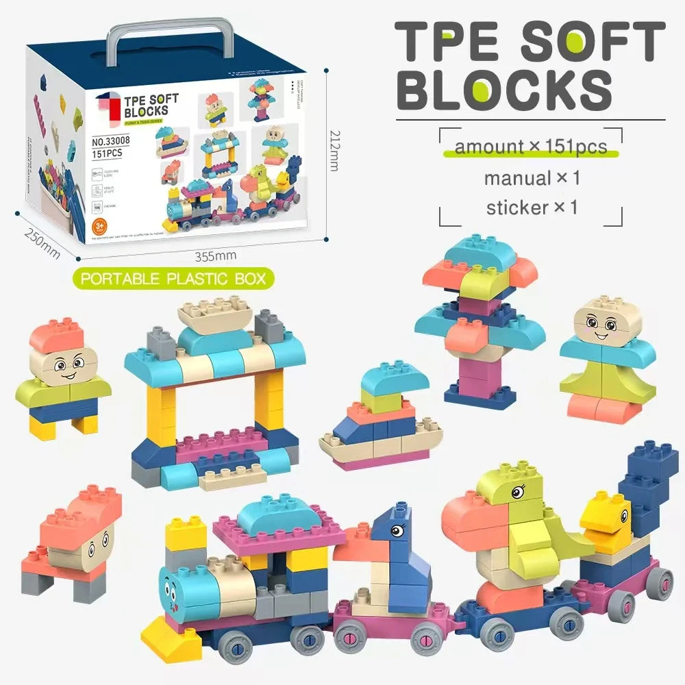 KTX-313811 Soft TPE Building Blocks Set for Children - Educational & Creative Toy, Ideal for Ages 2-14