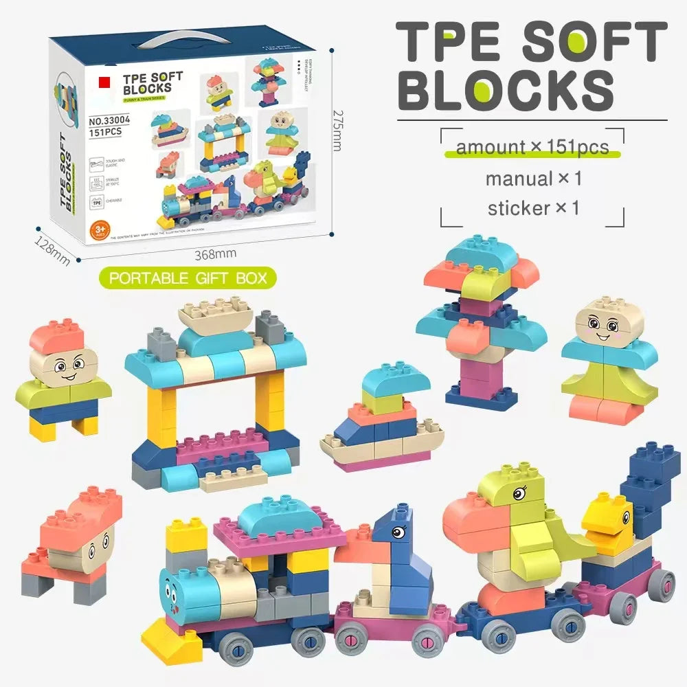 KTX-313811 Soft TPE Building Blocks Set for Children - Educational & Creative Toy, Ideal for Ages 2-14