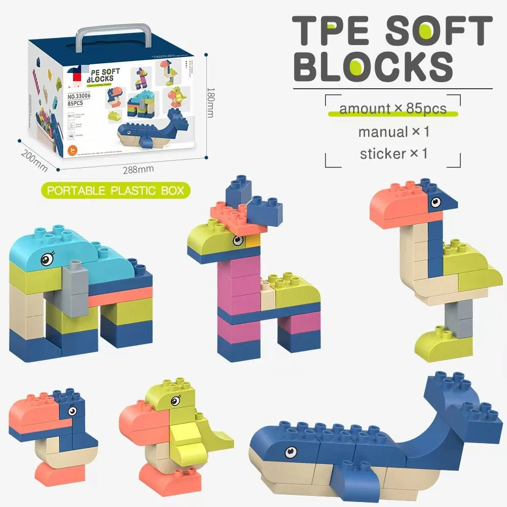 KTX-313811 Soft TPE Building Blocks Set for Children - Educational & Creative Toy, Ideal for Ages 2-14