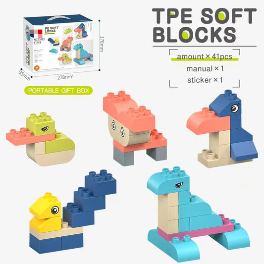 KTX-313811 Soft TPE Building Blocks Set for Children - Educational & Creative Toy, Ideal for Ages 2-14