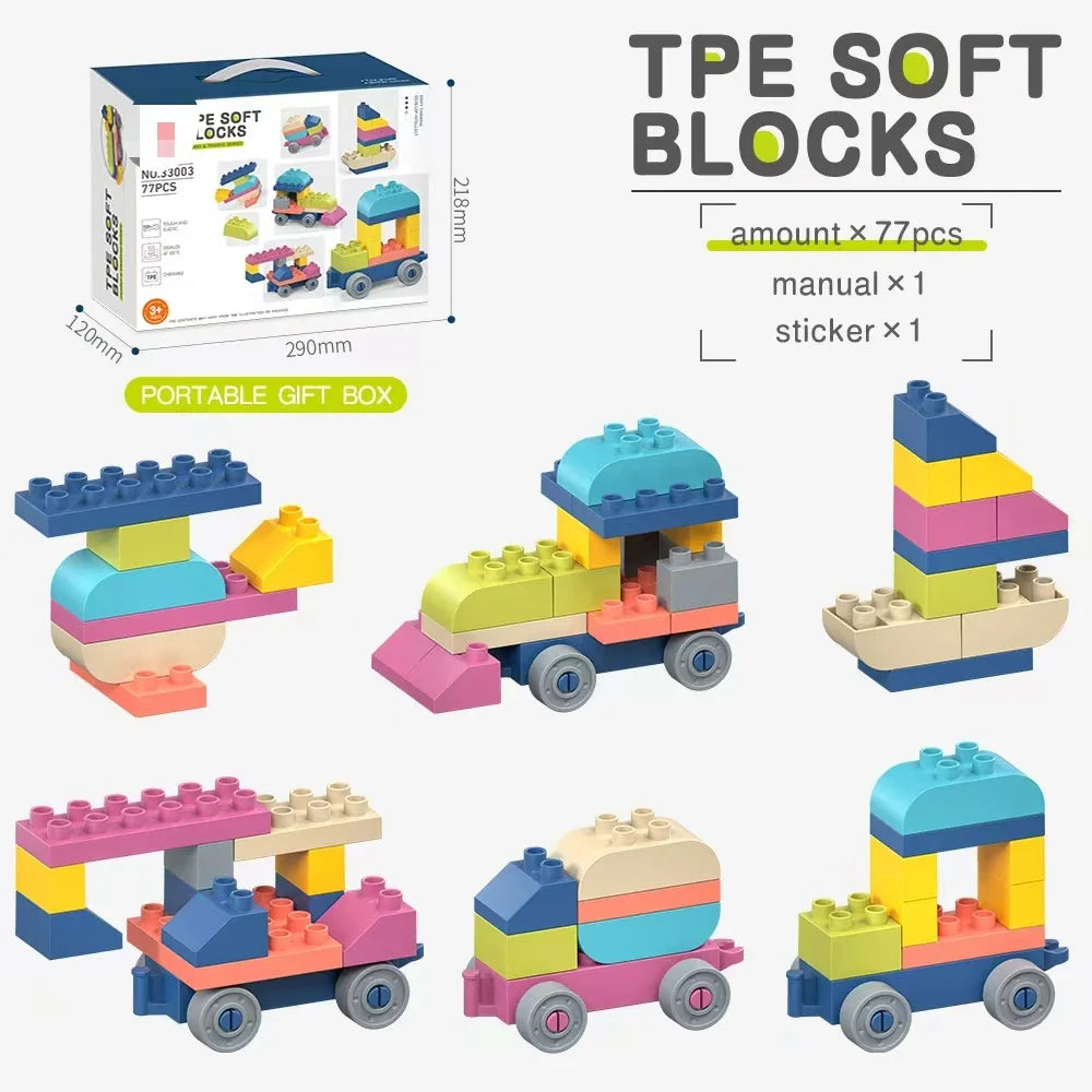 KTX-313811 Soft TPE Building Blocks Set for Children - Educational & Creative Toy, Ideal for Ages 2-14