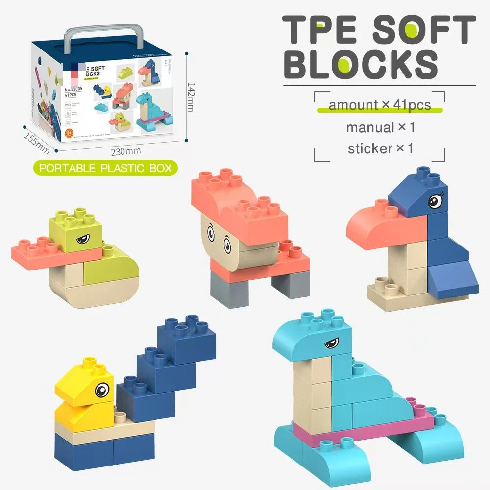 KTX-313811 Soft TPE Building Blocks Set for Children - Educational & Creative Toy, Ideal for Ages 2-14