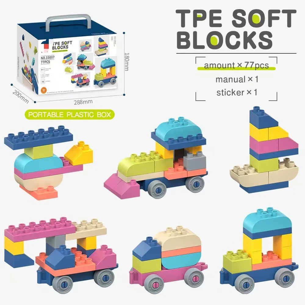 KTX-313811 Soft TPE Building Blocks Set for Children - Educational & Creative Toy, Ideal for Ages 2-14