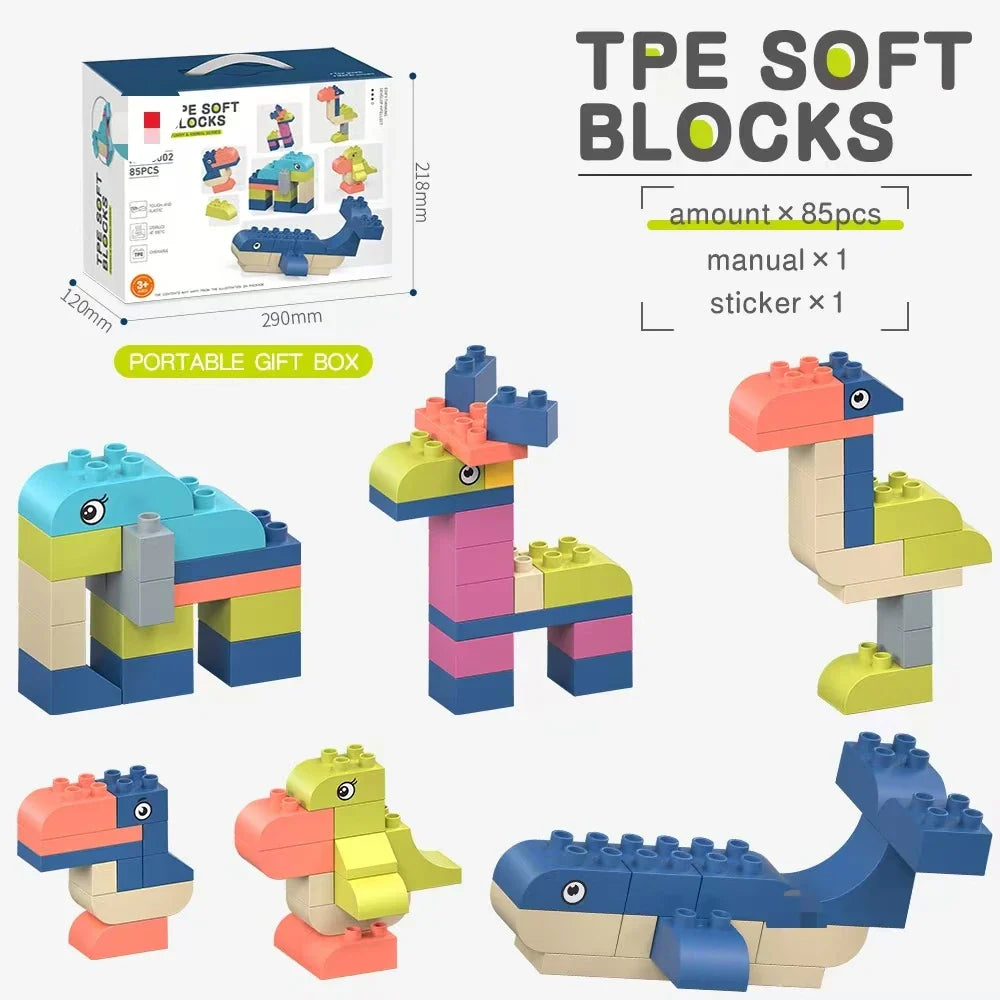 KTX-313811 Soft TPE Building Blocks Set for Children - Educational & Creative Toy, Ideal for Ages 2-14