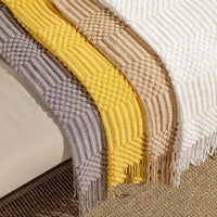 HKM-313811 Solid Color Acrylic Air Conditioning Blanket - Fashionable and Simple Design, 130x170CM, Available in Beige, Gray, Camel, Ginger