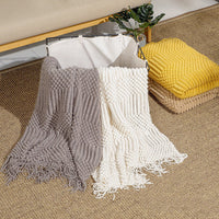 HKM-313811 Solid Color Acrylic Air Conditioning Blanket - Fashionable and Simple Design, 130x170CM, Available in Beige, Gray, Camel, Ginger