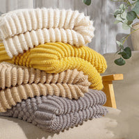 HKM-313811 Solid Color Acrylic Air Conditioning Blanket - Fashionable and Simple Design, 130x170CM, Available in Beige, Gray, Camel, Ginger
