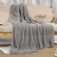 HKM-313811 Solid Color Acrylic Air Conditioning Blanket - Fashionable and Simple Design, 130x170CM, Available in Beige, Gray, Camel, Ginger