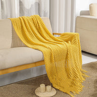 HKM-313811 Solid Color Acrylic Air Conditioning Blanket - Fashionable and Simple Design, 130x170CM, Available in Beige, Gray, Camel, Ginger